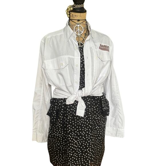 HARLEY DAVIDSON men's white genuine motorcycle biker rider shirt SIZE MEDIUM - Picture 10 of 12